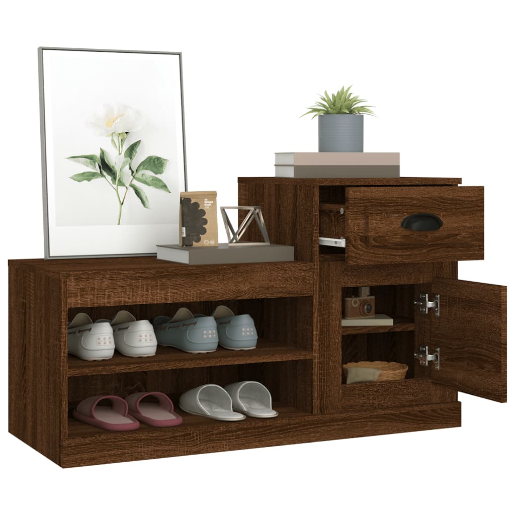 Shoe Cabinet Brown Oak Look 100x42x60 cm Wood Material