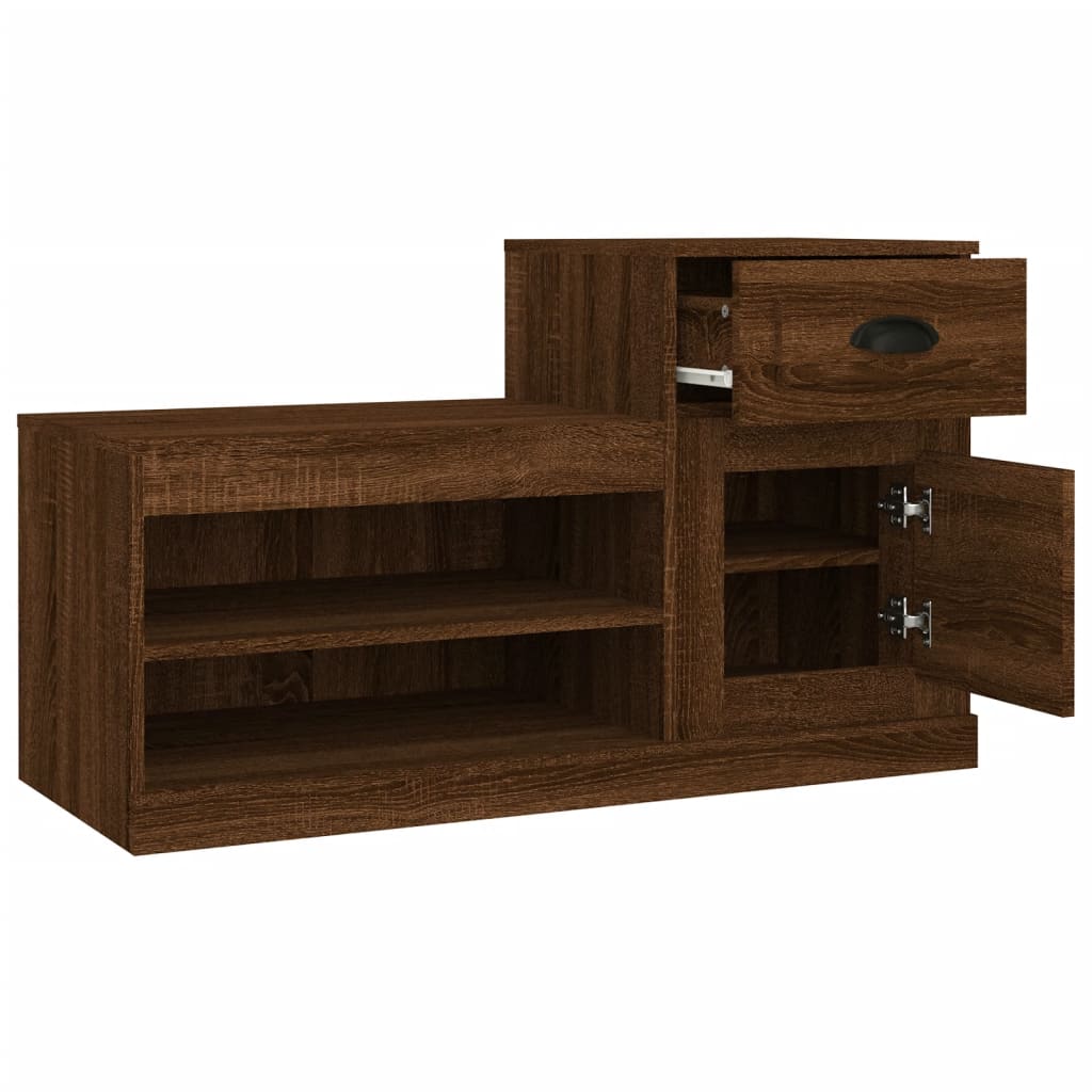 Shoe Cabinet Brown Oak Look 100x42x60 cm Wood Material