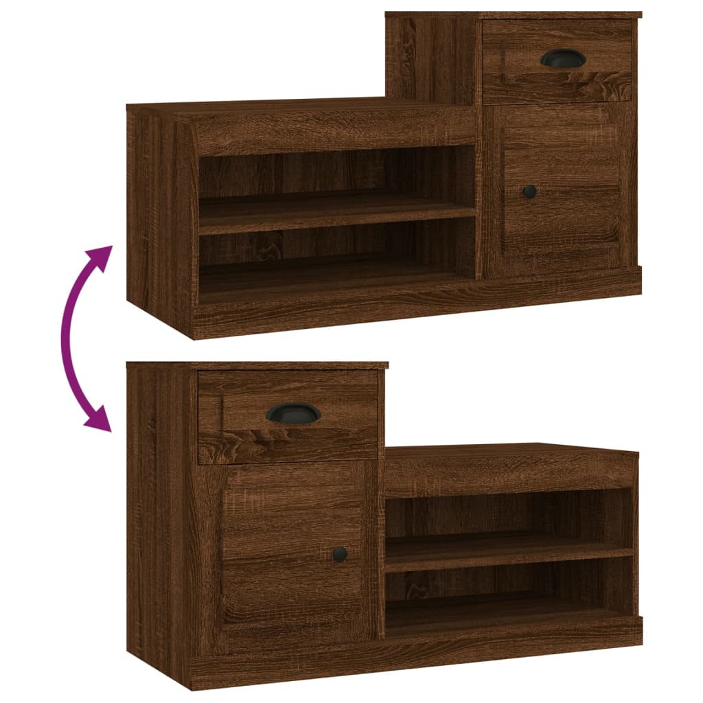 Shoe Cabinet Brown Oak Look 100x42x60 cm Wood Material