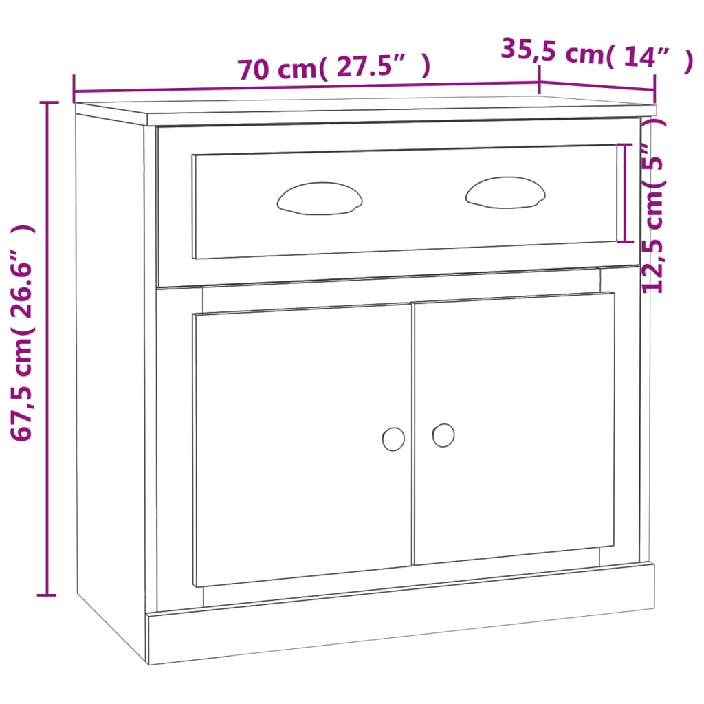 Sideboard Grau Sonoma 70x35,5x67,5 cm Holzwerkstoff
