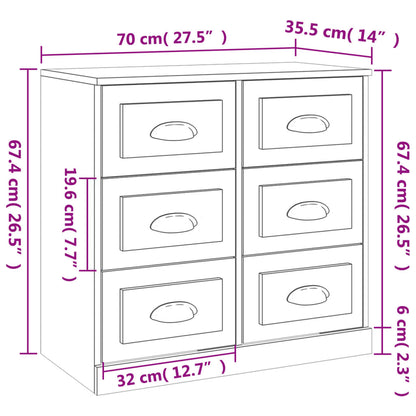 Sideboard Weiß 70x35,5x67,5 cm Holzwerkstoff