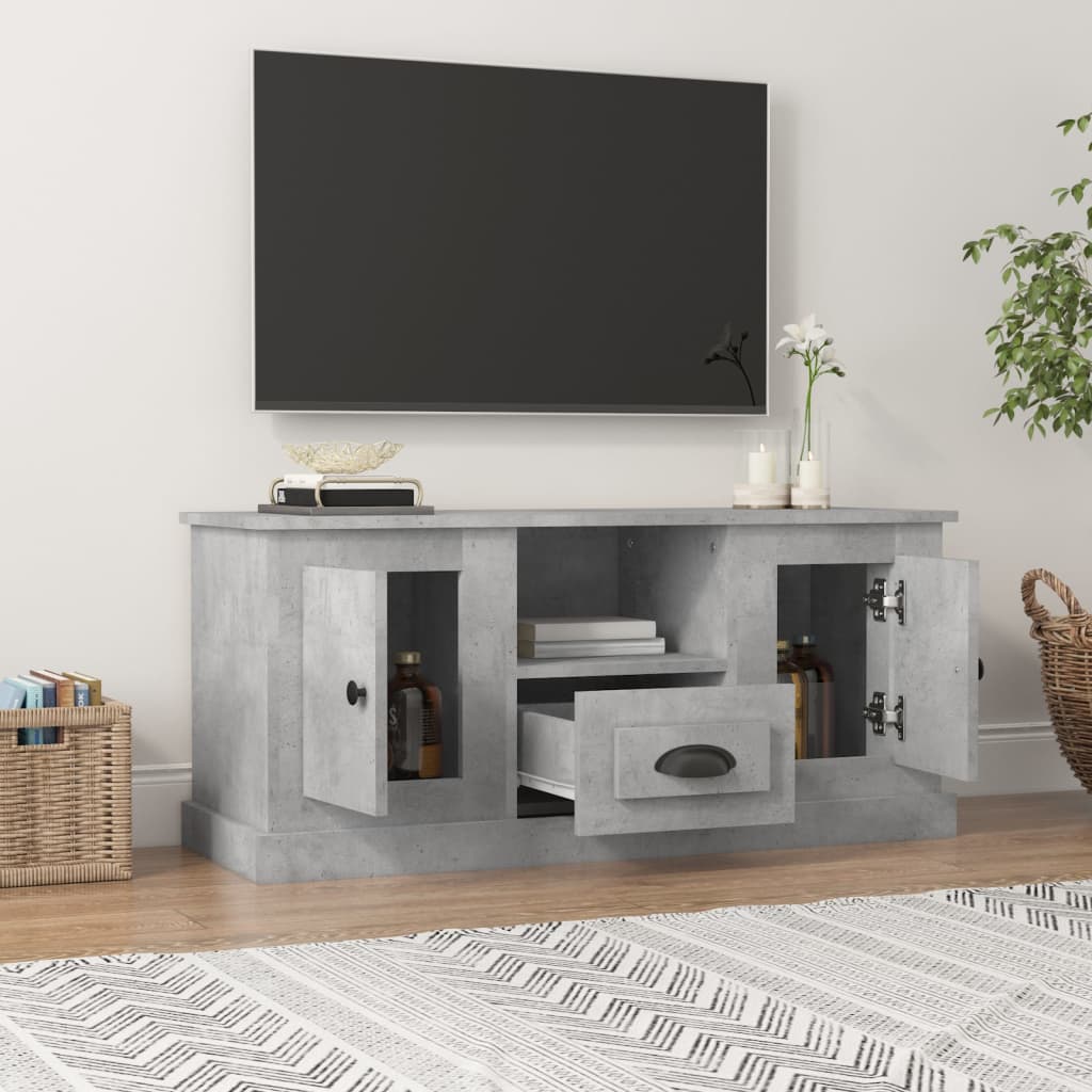 Meuble TV gris béton 100x35,5x45 cm en bois