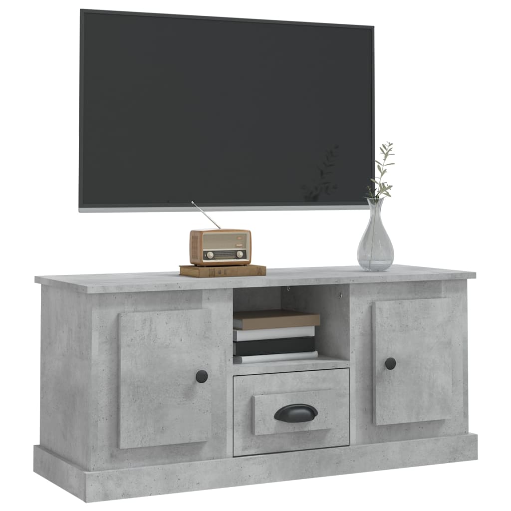 Meuble TV gris béton 100x35,5x45 cm en bois