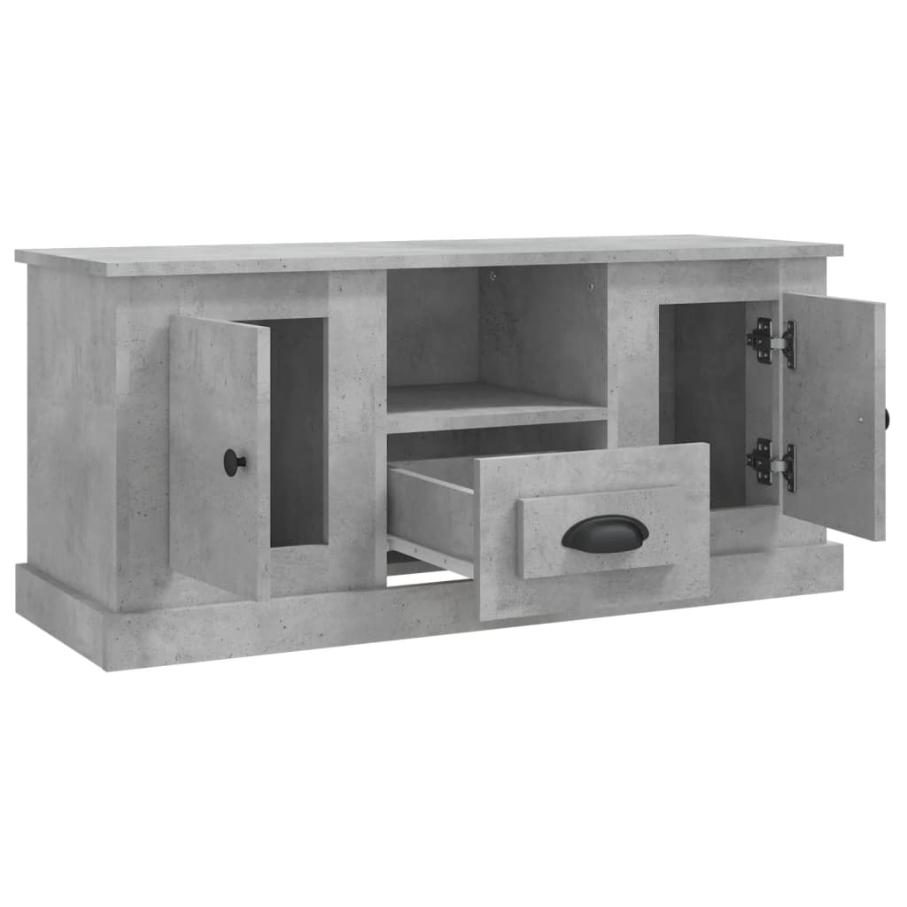 Meuble TV gris béton 100x35,5x45 cm en bois