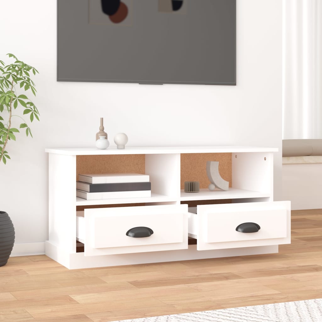 Meuble TV blanc 93x35,5x45 cm en bois
