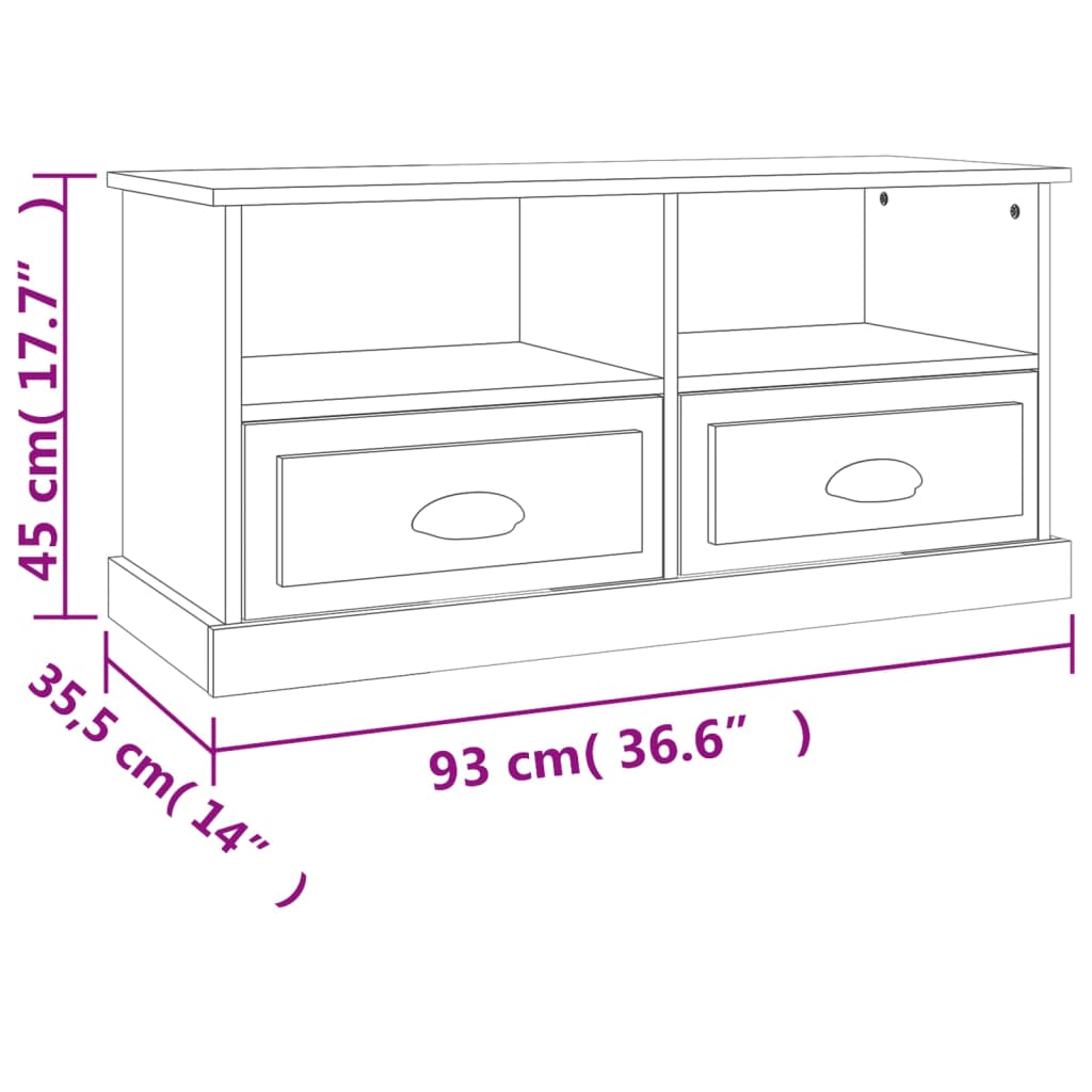 Meuble TV blanc 93x35,5x45 cm en bois