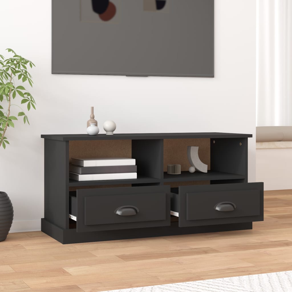 Meuble TV noir 93x35,5x45 cm en bois