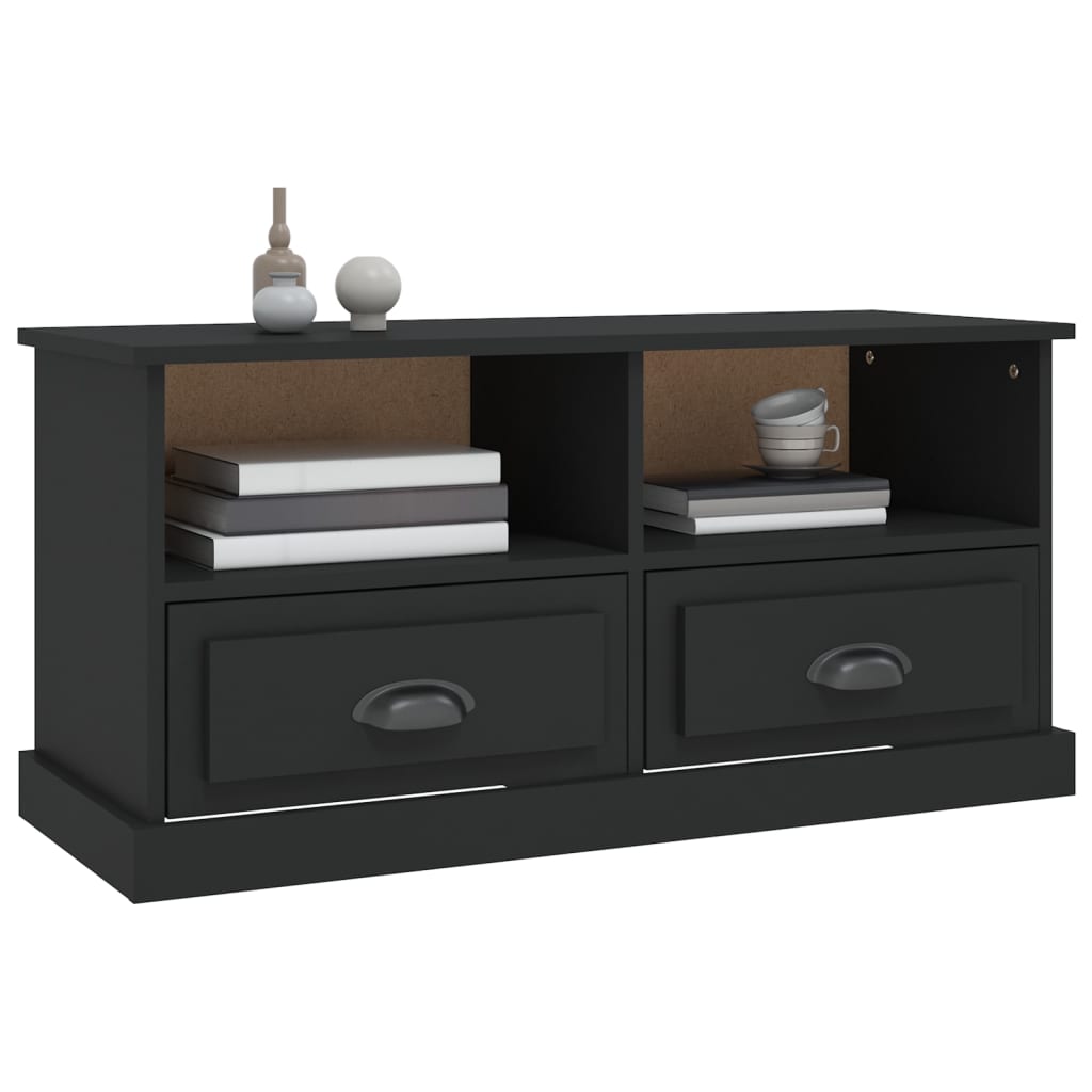 Meuble TV noir 93x35,5x45 cm en bois