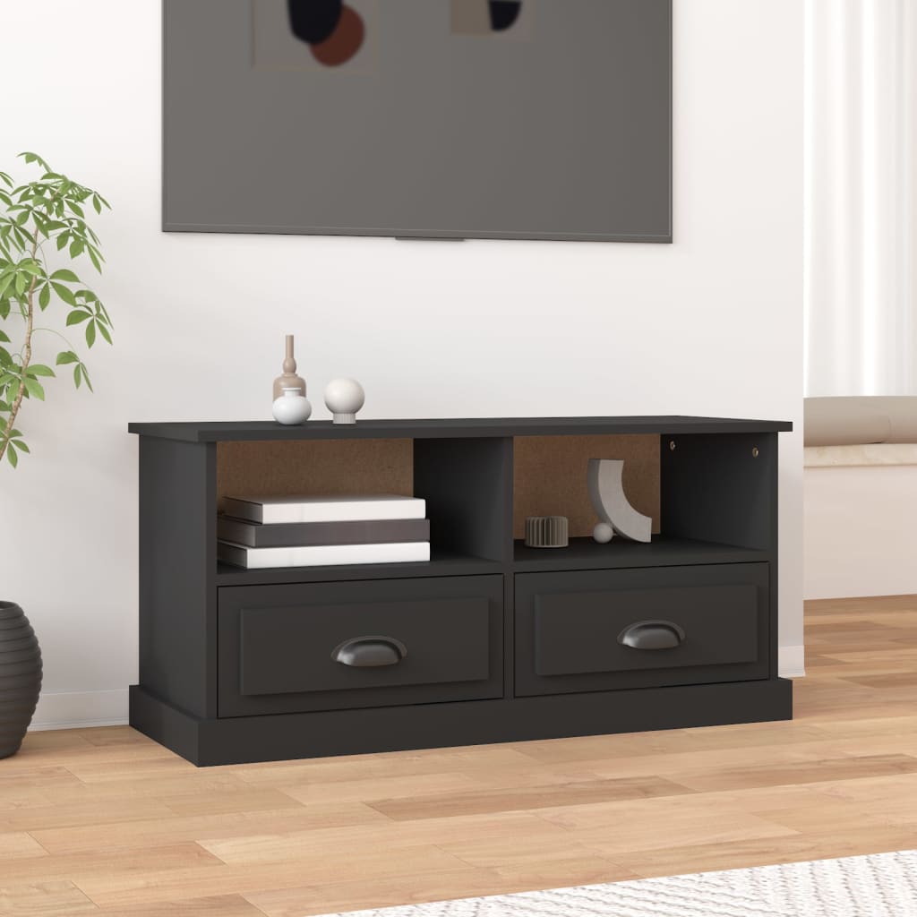 Meuble TV noir 93x35,5x45 cm en bois