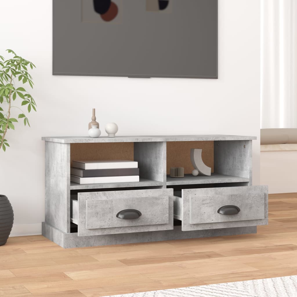 Meuble TV gris béton 93x35,5x45 cm en bois