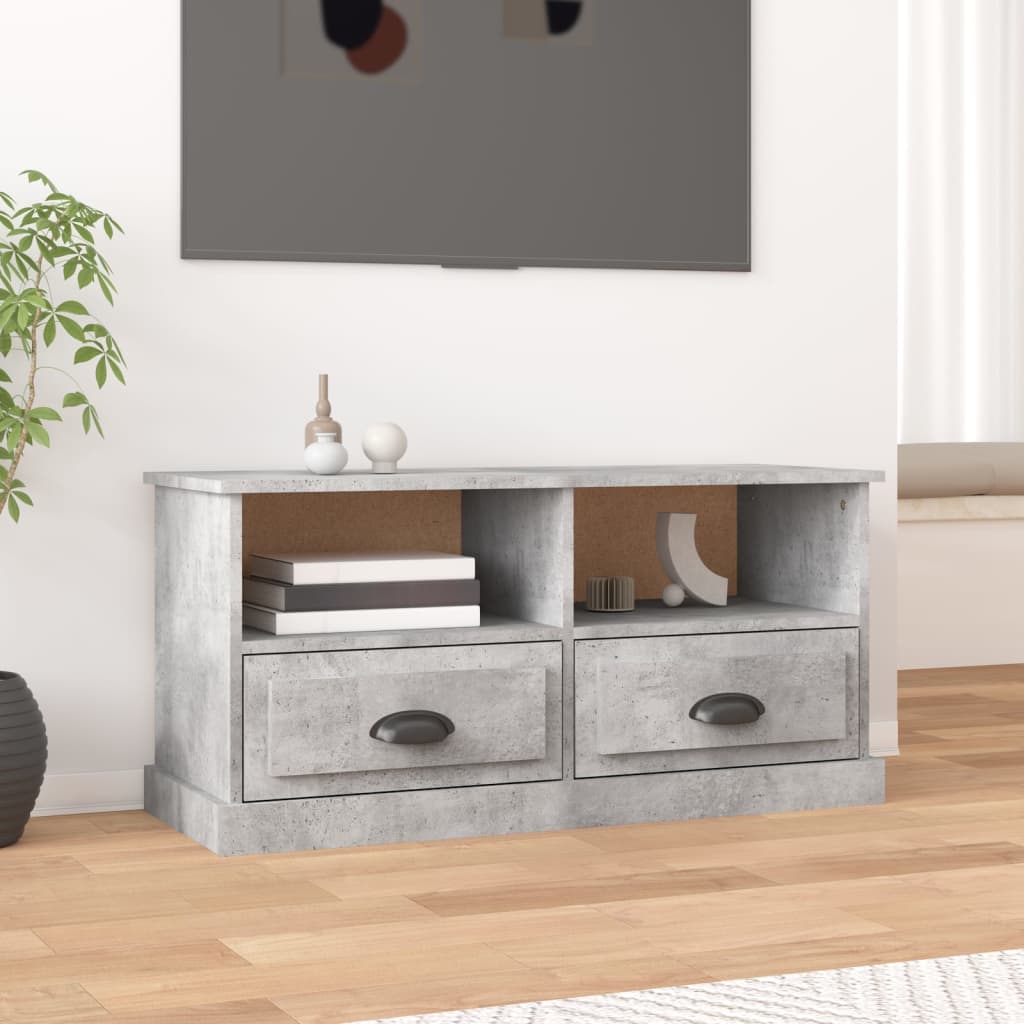 Meuble TV gris béton 93x35,5x45 cm en bois