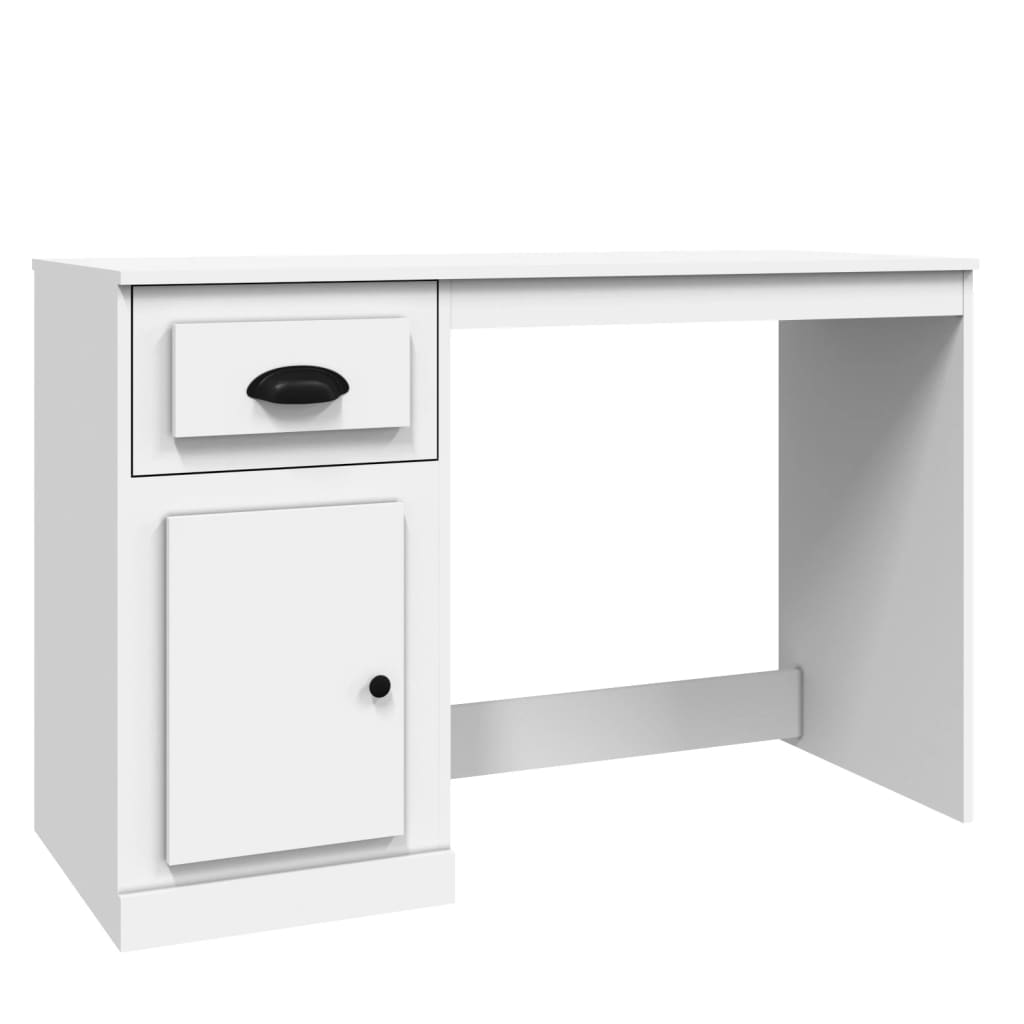 Bureau avec tiroir blanc 115x50x75 cm en bois