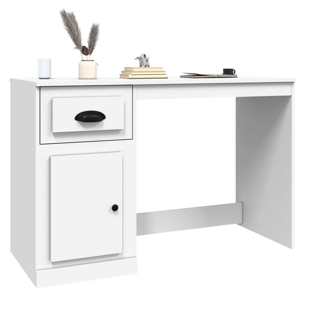 Bureau avec tiroir blanc 115x50x75 cm en bois