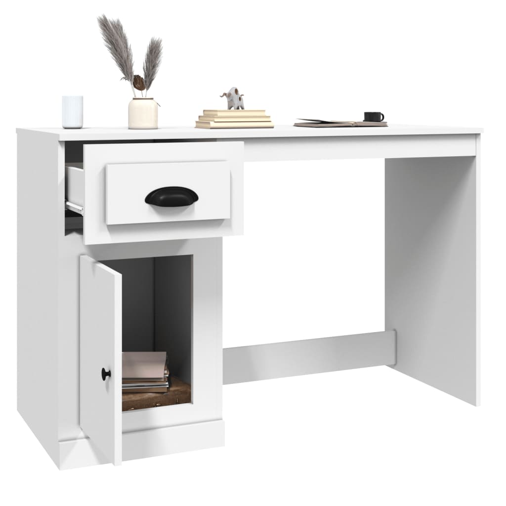 Bureau avec tiroir blanc 115x50x75 cm en bois