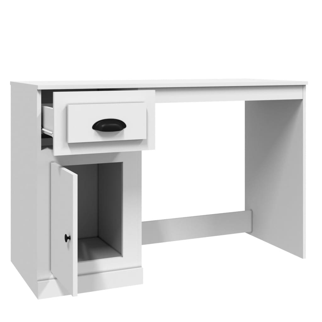 Bureau avec tiroir blanc 115x50x75 cm en bois