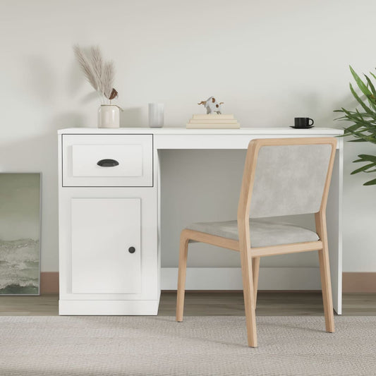 Bureau avec tiroir blanc 115x50x75 cm en bois