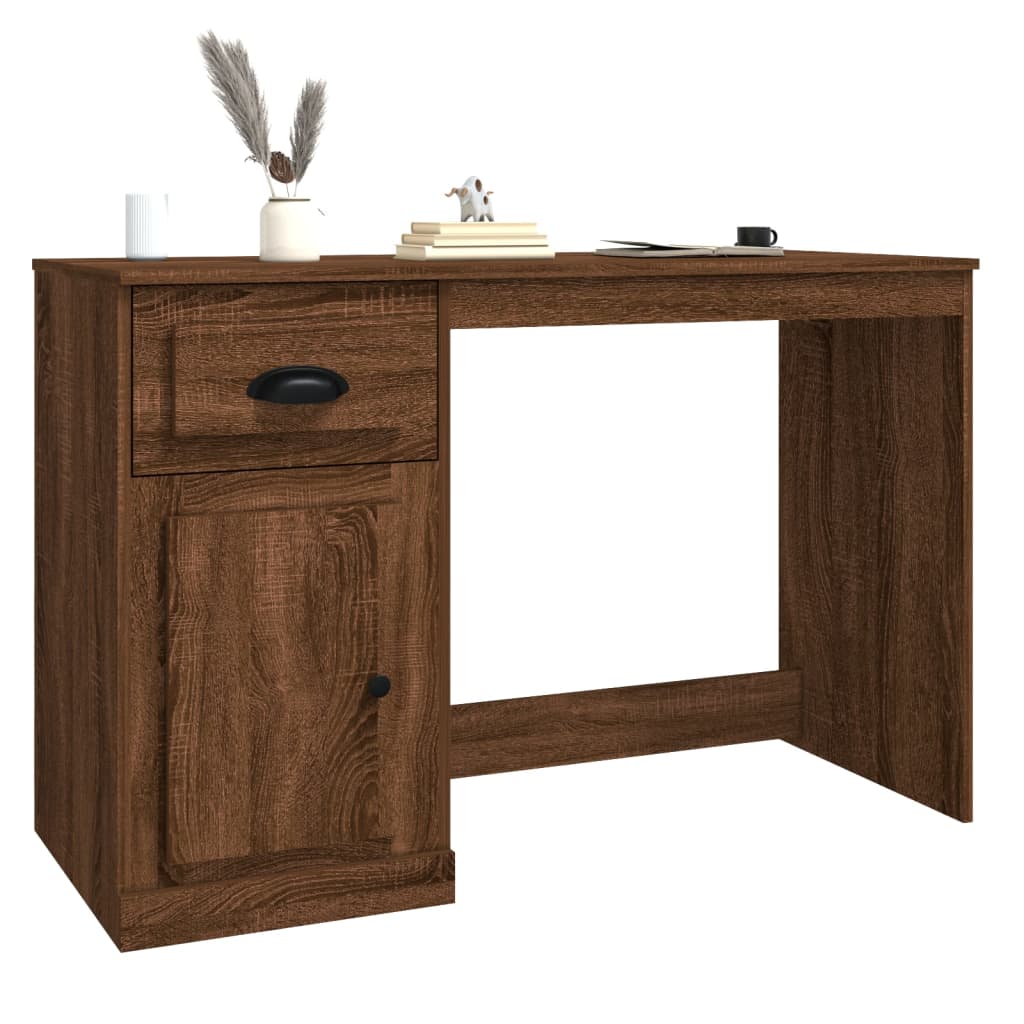 Bureau avec tiroir aspect chêne marron 115x50x75 cm