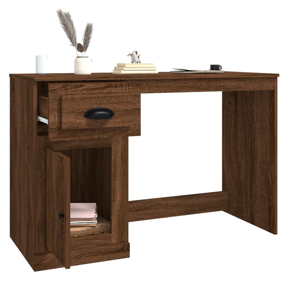 Bureau avec tiroir aspect chêne marron 115x50x75 cm