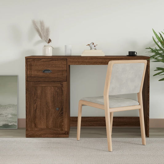 Bureau avec tiroir aspect chêne marron 115x50x75 cm