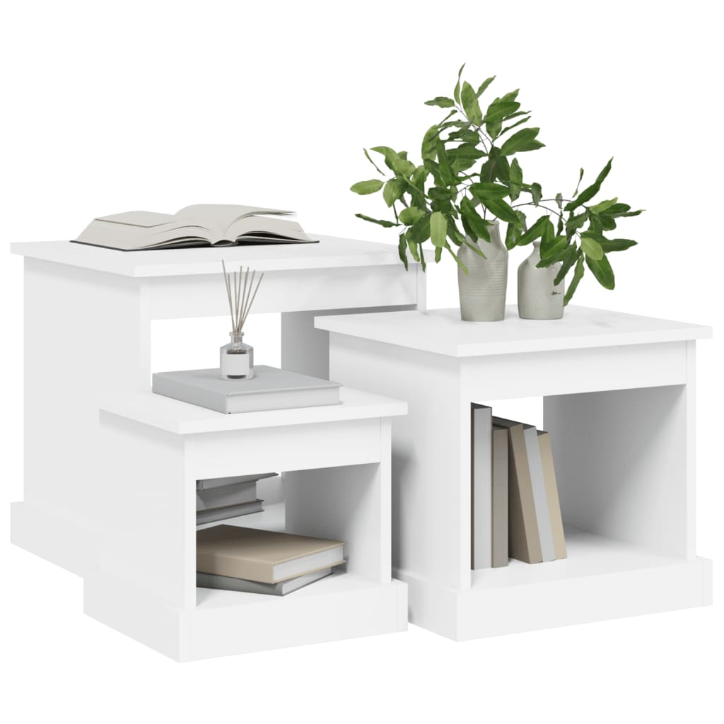 Tables basses 3 pcs. Matériau bois blanc