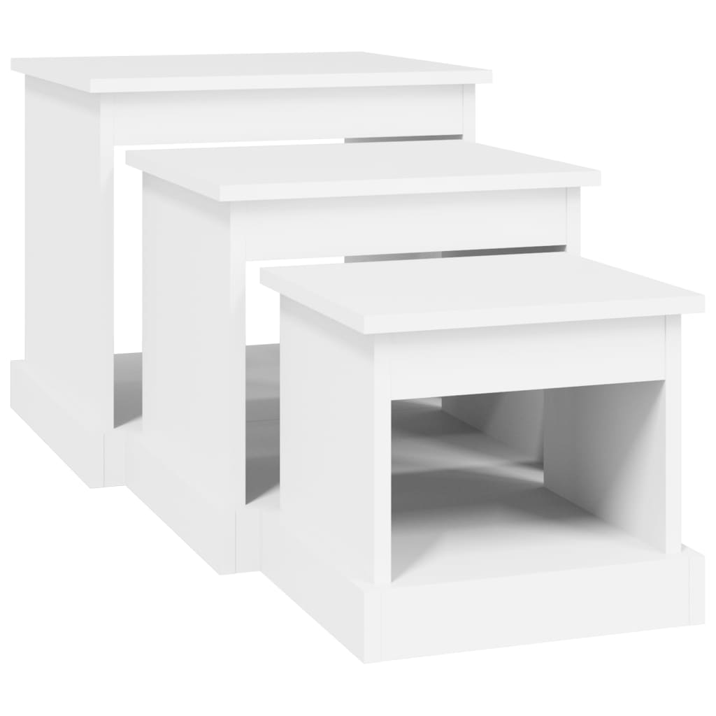 Tables basses 3 pcs. Matériau bois blanc