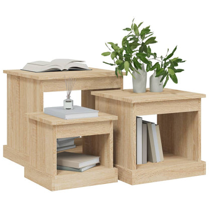 Couchtische 3 Stk. Sonoma-Eiche Holzwerkstoff