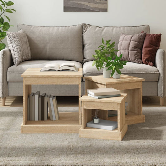 Tables basses, lot de 3, en chêne Sonoma