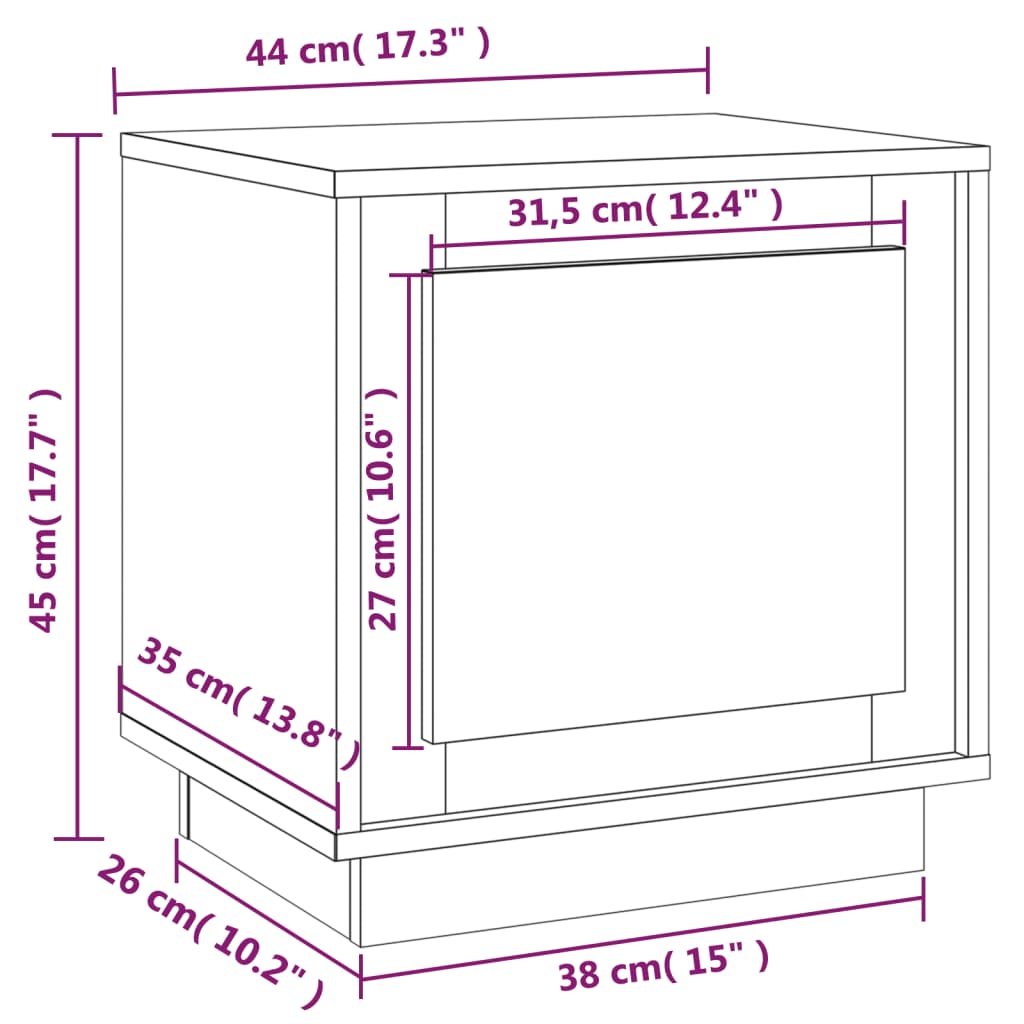 Table de chevet grise Sonoma 44x35x45 cm en bois