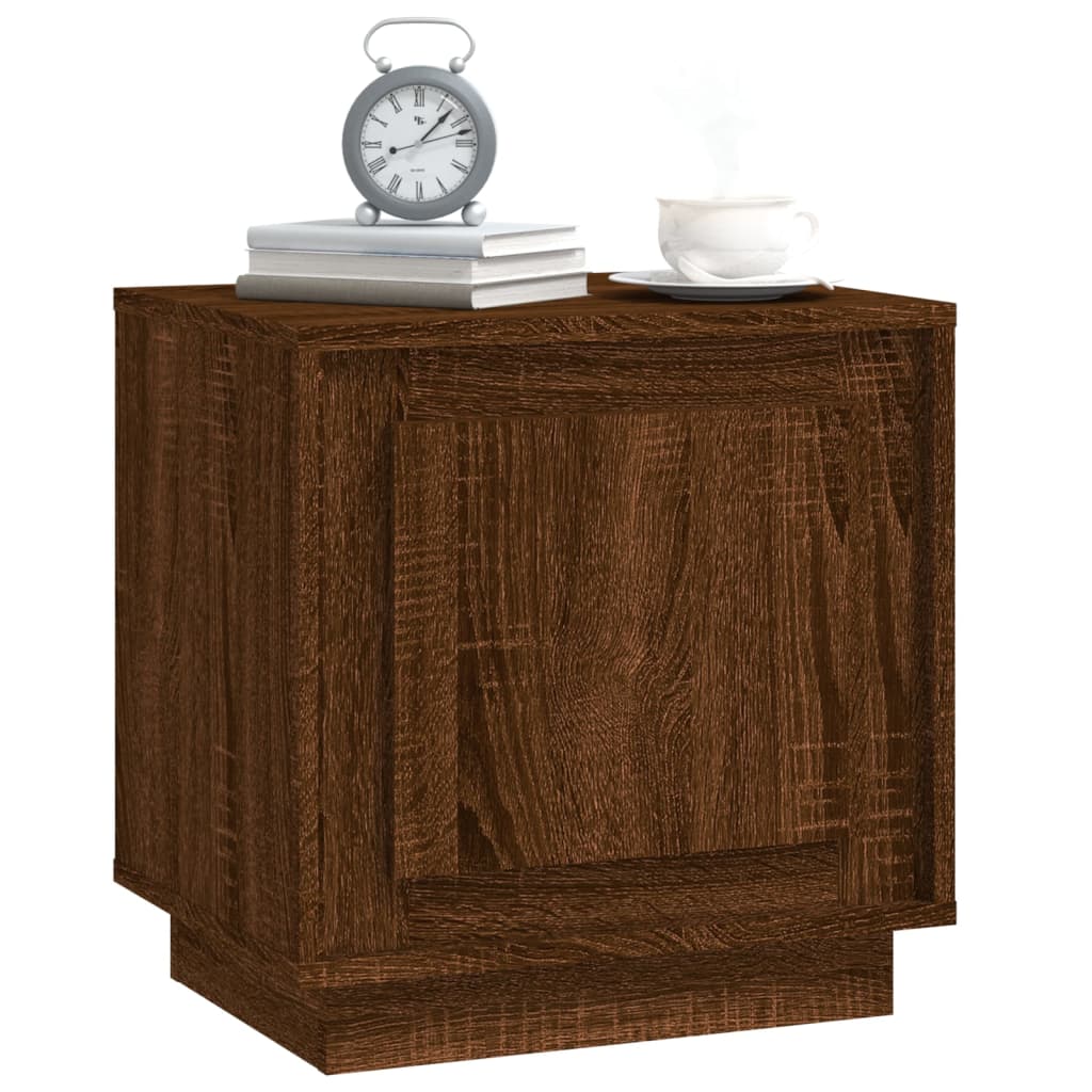 Table de chevet aspect chêne marron 44x35x45 cm en bois