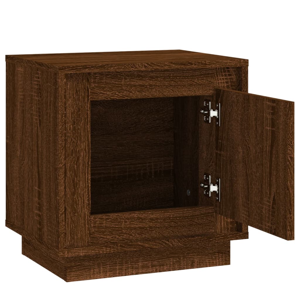 Table de chevet aspect chêne marron 44x35x45 cm en bois