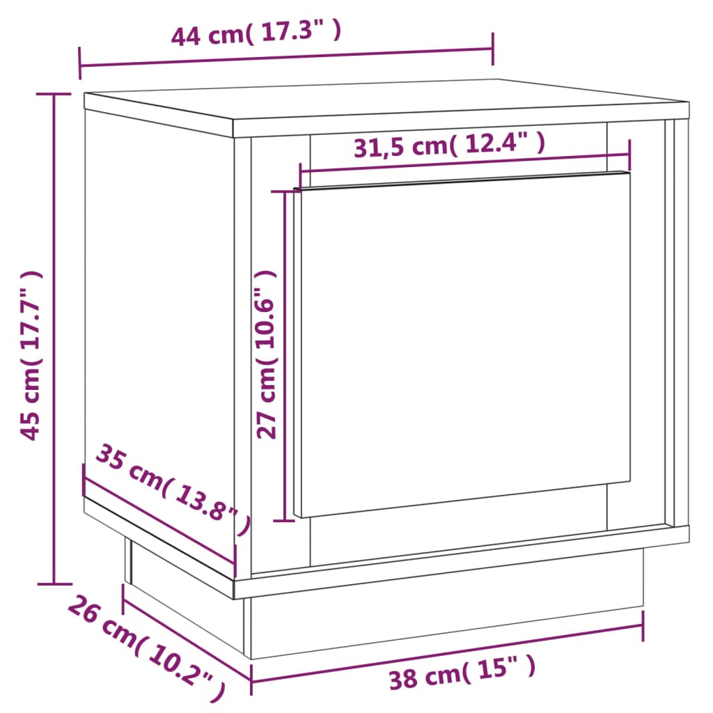 Table de chevet aspect chêne marron 44x35x45 cm en bois