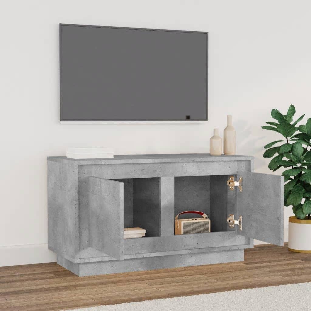 Meuble TV gris béton 80x35x45 cm en bois