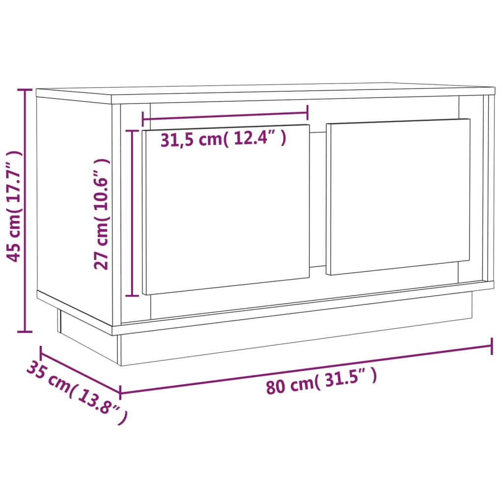 Meuble TV gris béton 80x35x45 cm en bois