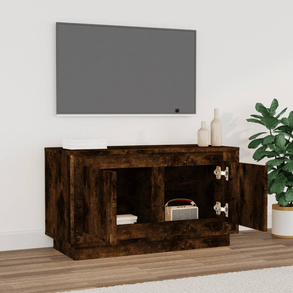 Meuble TV chêne fumé 80x35x45 cm en bois