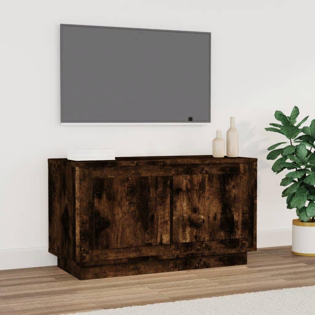 Meuble TV chêne fumé 80x35x45 cm en bois