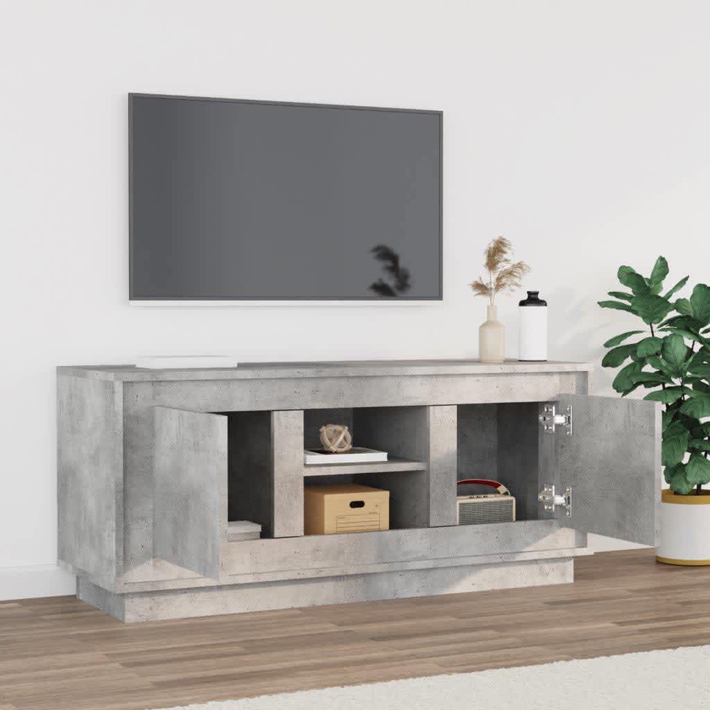 Meuble TV gris béton 102x35x45 cm en bois