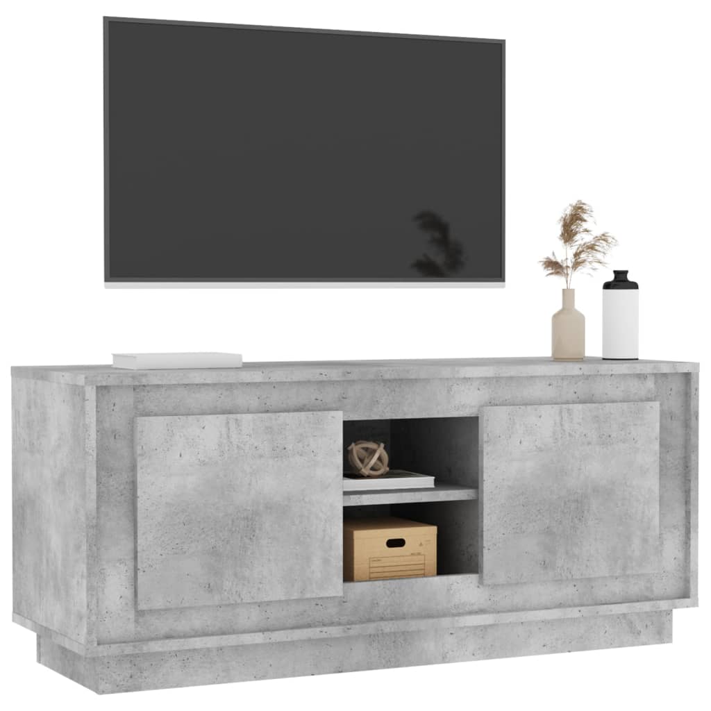 Meuble TV gris béton 102x35x45 cm en bois