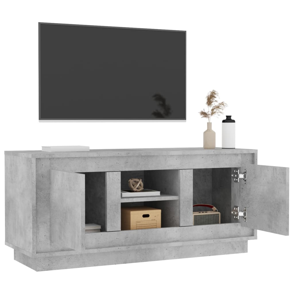 Meuble TV gris béton 102x35x45 cm en bois