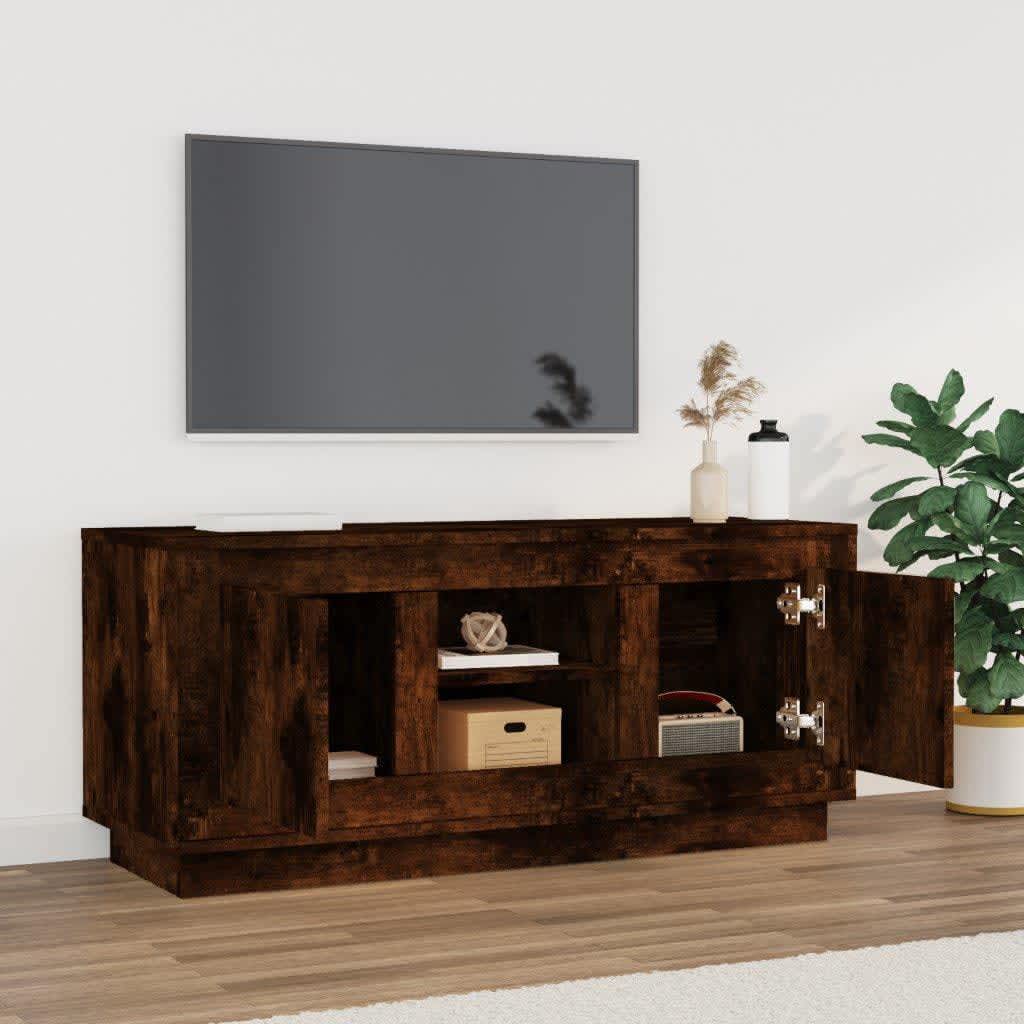 Meuble TV chêne fumé 102x35x45 cm matériau bois
