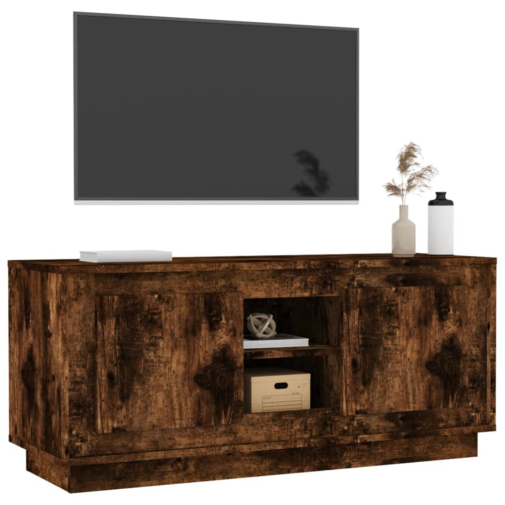 Meuble TV chêne fumé 102x35x45 cm matériau bois