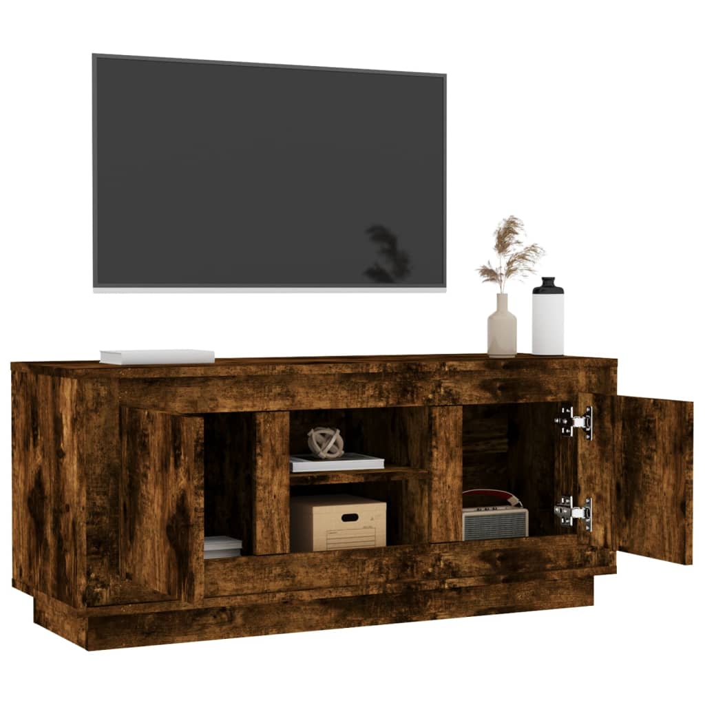 Meuble TV chêne fumé 102x35x45 cm matériau bois