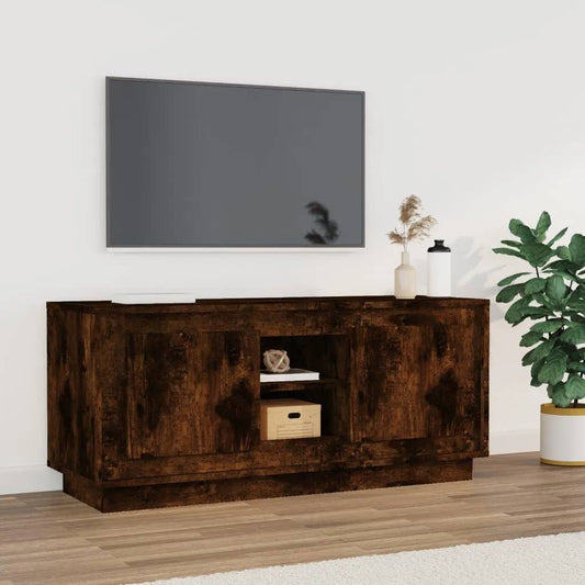 Meuble TV chêne fumé 102x35x45 cm matériau bois