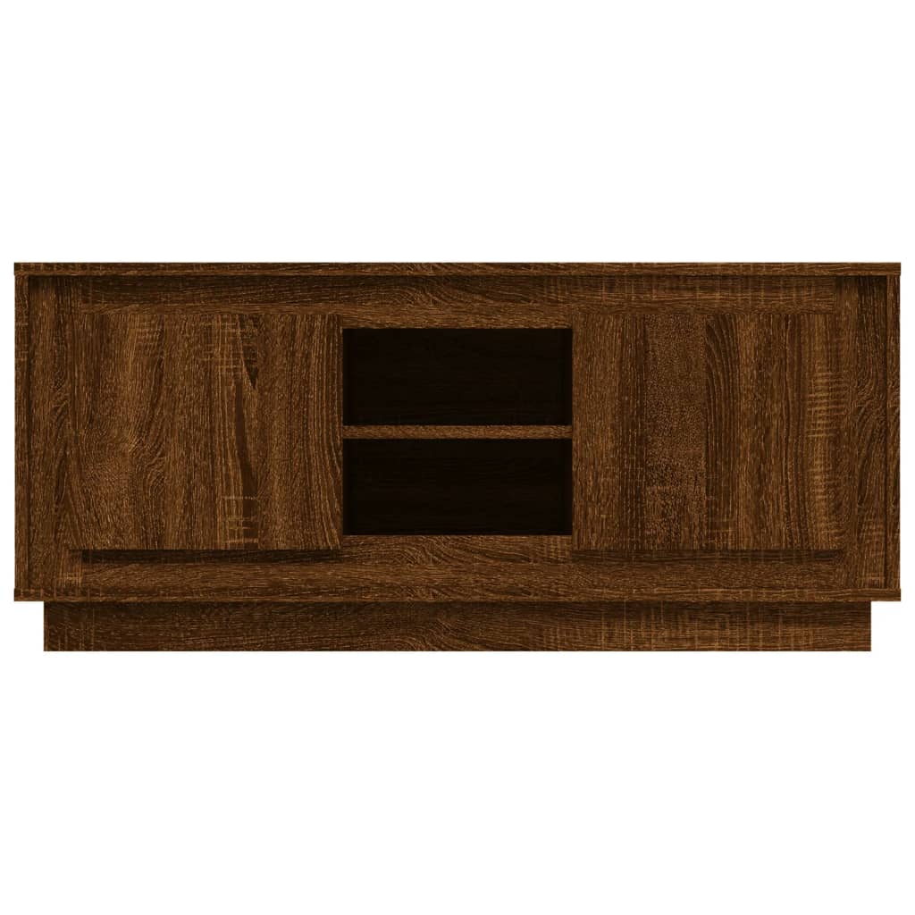 Meuble TV aspect chêne marron 102x35x45 cm matériau bois