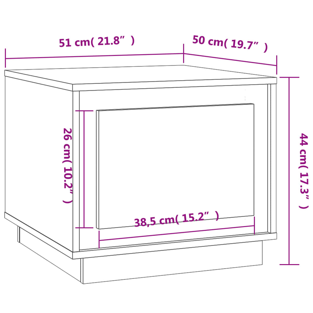 Table basse gris béton 51x50x44 cm en bois