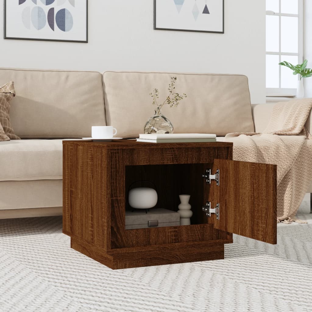 Table basse aspect chêne marron 51x50x44 cm en bois