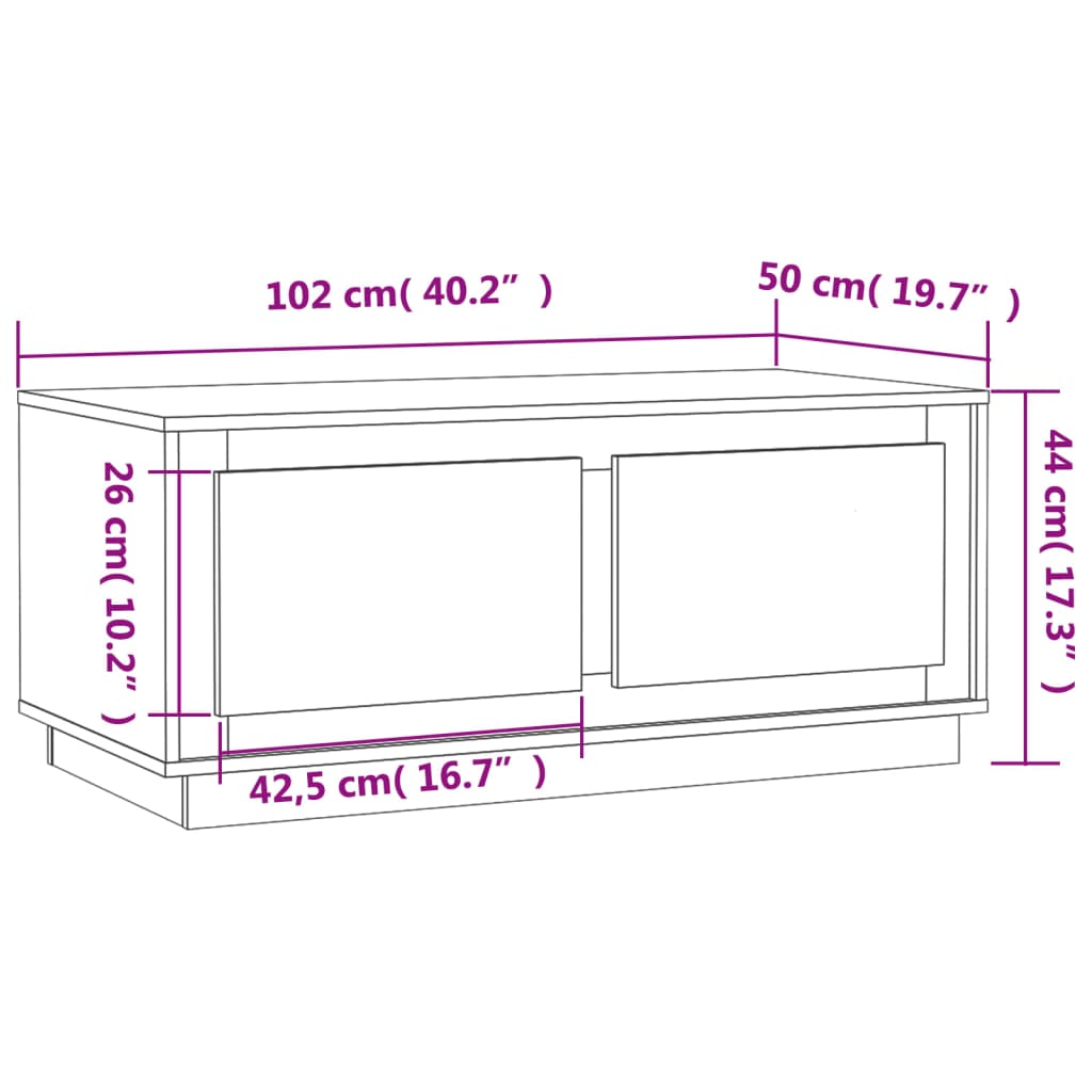 Couchtisch Betongrau 102x50x44 cm Holzwerkstoff