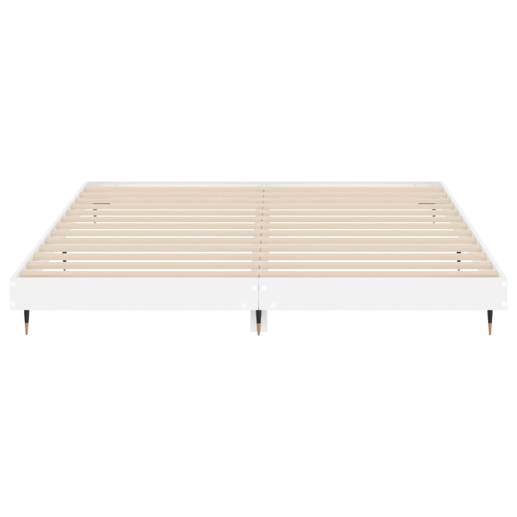 Cadre de lit blanc brillant 200x200 cm en bois