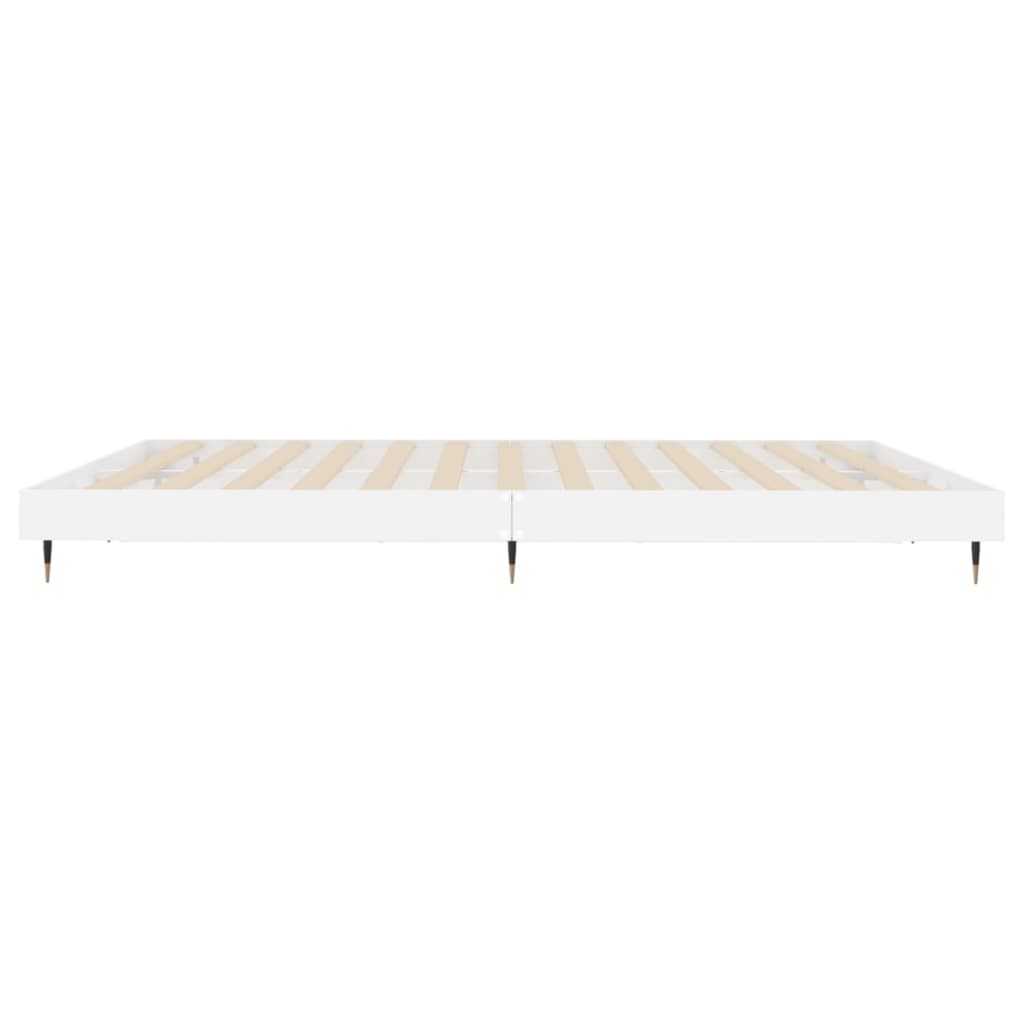 Cadre de lit blanc brillant 200x200 cm en bois