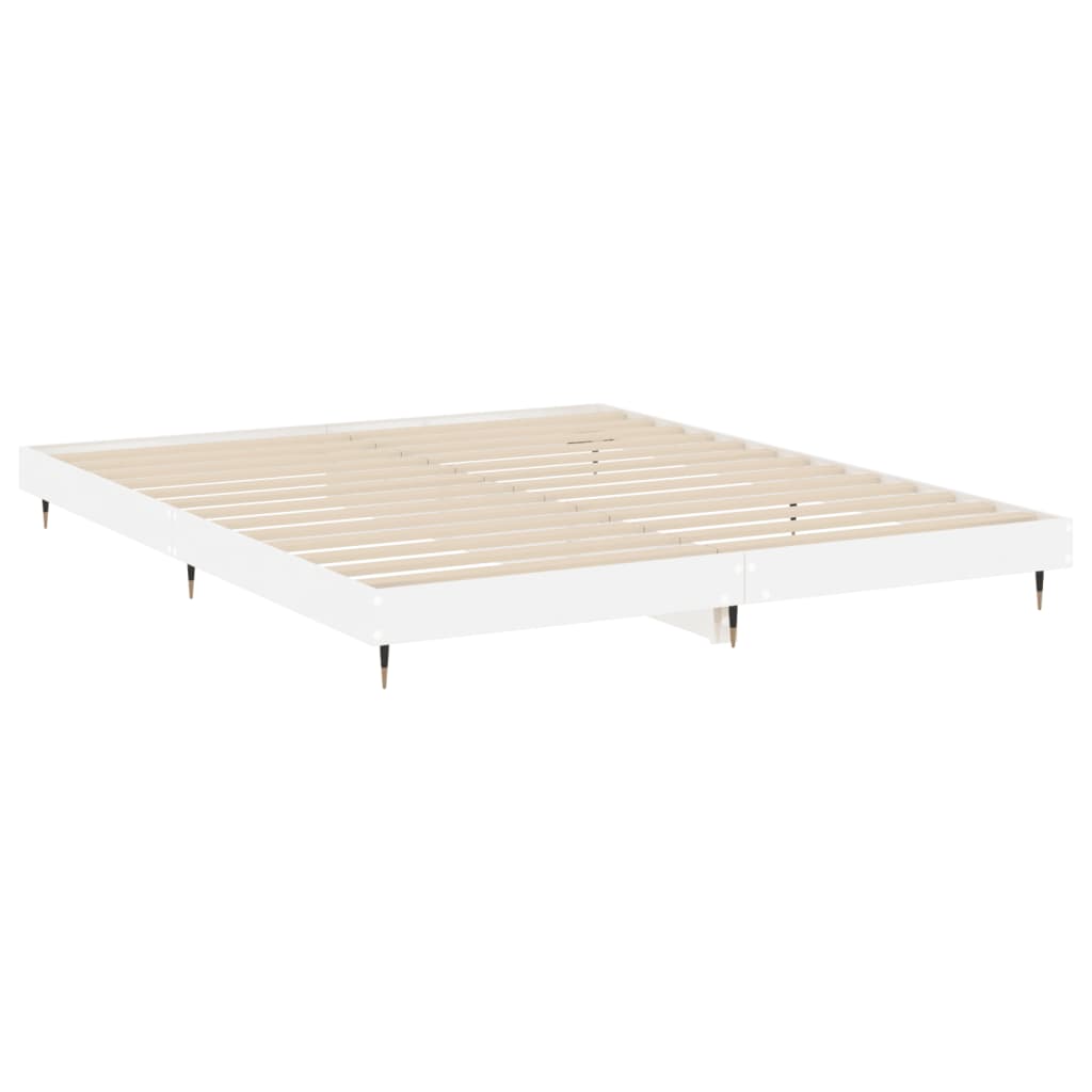 Cadre de lit blanc brillant 140x200 cm en bois