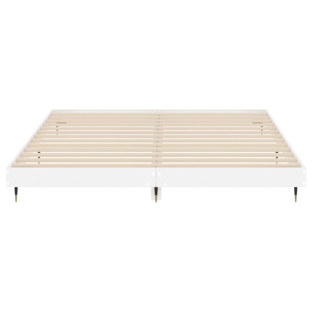 Cadre de lit blanc brillant 140x200 cm en bois